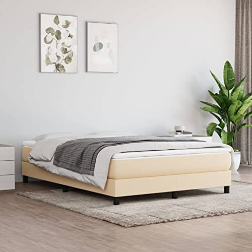 Homgoday Boxspring-Bettrahmen Creme 203x140cm, 100% Polyester, passend für Matratze 140x200cm Model3120521