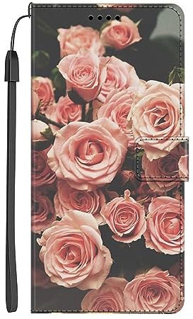 EuoDuo Kompatibel mit Samsung Galaxy A71 Hülle zum Klappen Handyhülle PU Leder Handytasche mit Motiv Magnet Kartenfach Tasche Flip Cover Etui Schutzhülle - Rose Cluster