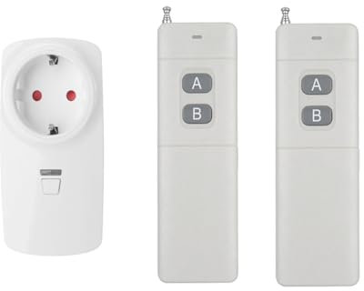 EU Funksteckdose Set mit 2 stück Fernbedienung unabhängig Steuerung Funksteckdosen 300m 400m Reichweite schaltbare Außen Outdoor Gartenleuchte aussenbereich 10A 1500W