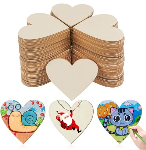 150 Stück 5cm x 3mm Holzherzen Dekoration für Hochzeit Party Malerei DIY Handwerk Tischdeko - Kleine Holzherzen zum Basteln