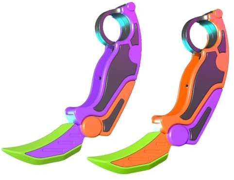 MagiDeal Rettichmesser-Spielzeug, sensorisches Messer, Fidget-Kinderpreis, faltbares Rettichmesser, 3D-Druck, Fidget-Messer für Familienurlaubsgeschenk, Orange-Violett
