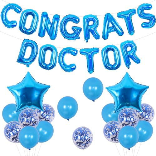 Cheereveal Doktor Graduation Dekorationen, Blau Congrats Doktor Luftballons Banner, Stern Folienballons, Doktor Krankenschwester Klasse von 2026, Zukunft Arzt, Medizinische Schule Abschlussfeier Party