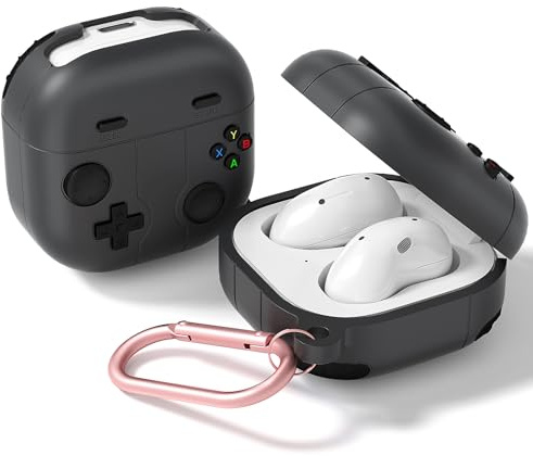 Hülle für Samsung Galaxy Buds2 Pro (2022), Galaxy Buds 2, Galaxy Buds Pro, Galaxy Buds Live, XMBYGY Silikonhülle mit Schlüsselanhänger für Galaxy Buds Ohrhörer (GPadblack)