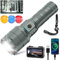 TECBOTT 900000 Linternas Led De Alto LúMenes Linterna Led Recargable 3 Modos Zoomable Carga RáPida Ipx6 Impermeable Flash Linterna Potente Luz De Mano Para Acampar Al Aire Librey Regalo Azul Oscuro