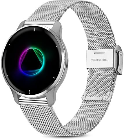 Issinlky métal Bracelet pour Garmin Venu Sq/2 Plus/Vivoactive 5/3/6, 20mm Bracelet acier inoxydable pour Garmin Venu/Vivomove 3/Vivomove HR/Vivoactive 3 Music/Forerunner 55 245 645