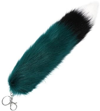 F Fityle Plüschschwanz-Schlüsselanhänger, Auto-Schlüsselanhänger, Schlüsselanhänger, Kunstfell, Metall, Schlüsselanhänger, Taschenanhänger für Tasche, Dunkelgrün
