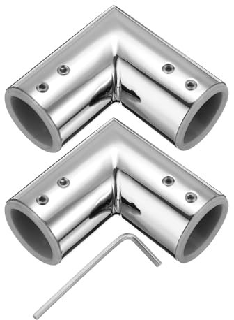 QUARKZMAN 2 Stück Verstellbare Gardinenstangen Eckverbinder 19mm Innendurchmesser 304 Edelstahl Fenster Scharnier Ellenbogen 90 Grad Verbinder mit Sechskantschlüssel, Silber