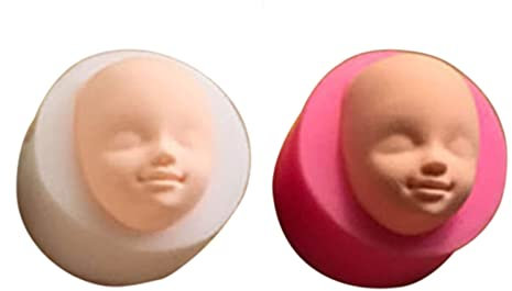 Pnuokn 3D-Form für Babypartys, Fondant, Kuchen und Schokolade, Puppenkopf, Silikon, 3D-Form
