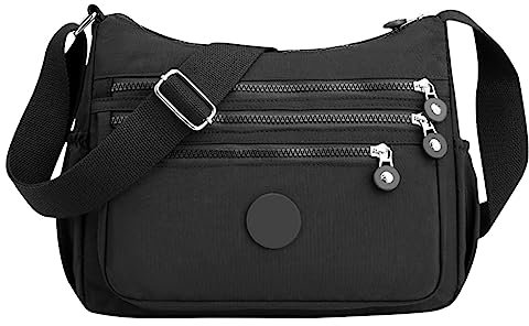 Organizer Taschen Schulterhandtaschen Nylon Reisetasche Freizeittasche Schulterriemen Für Taschen Schwarz Breit (Black, One Size)