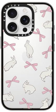 CASETiFY Compact iPhone 16 Pro Case [Lightweight / 4ft. 2X Military Grade Drop Protection/Slim] - Rabbit Ribbon - Clear Black