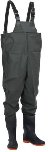 vidaXL Wader da Pesca con Pettorina e Stivali Verde Scuro Taglia 46, Wader con Stivali, Stivali Alti Fino al Petto, Stivali per la Pesca