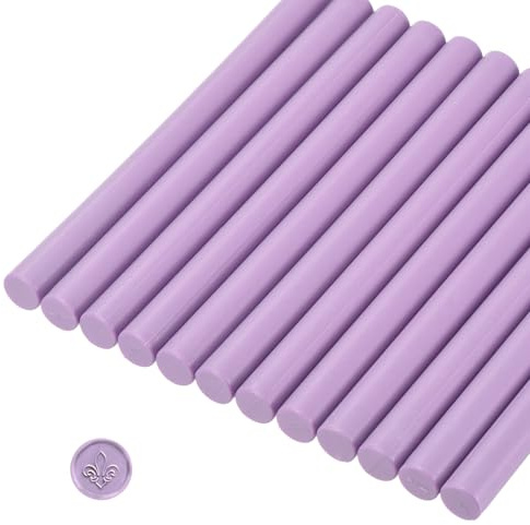 sourcing map 12 Pcs Pure Purple Cylinder Sealing Wax Stick Glue Gun Wax Seal Rod Craft Adhesive Waxing for Letter Seal Wax Stamp,Wedding Invitations, Packaging Decoration
