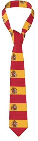 Hceaatb Corbata unisex de satén con estampado de bandera de España, para negocios, bodas, bailes, fiestas, graduaciones, Negro, Taille unique