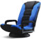 Maple99 Swivel Gaming Floor Chair - Enjoy 6 Different Positions, Adjustable Lumbar Support, Removable Polyester Cover & Arm Rests, Folds to Store, Stylish Blue with Black Center Stripe