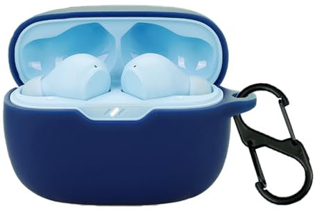 Case for JBL Wave Beam 2/JBL Wave Beam with Carabiner,Anti-Scratch Premium Soft Silicone Full Protective Case,Shockproof Ultra Slim Headphone Protective Case for JBL Wave Beam 2/JBL Wave Beam,Blue