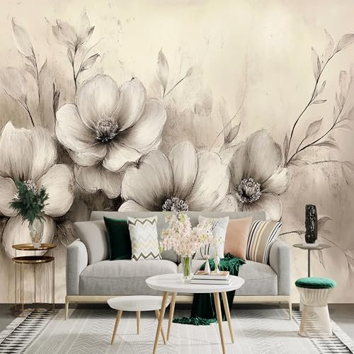 Murales de pared de tamaño personalizado, decoración con grandes flores de color pastel y hojas metálicas, autoadhesivas, extraíbles para oficina, dormitorio, sala de estar, habitación de los niños,