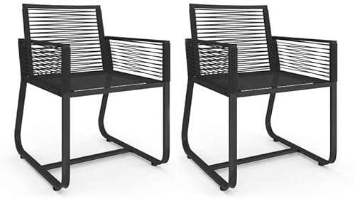 IDMarket - Set mit 2 Gartensesseln Odessa, Metall und Seil, schwarz