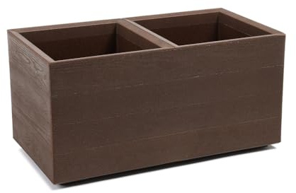 Kreher Pflanzkasten XXL in Holz-Optik mit Rollen (1 Stück, Espresso) | Robust und wetterfest mit praktischem Entwässerungssystem, ideal für Garten, Terrasse und Balkon