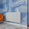 600×1180mm White Horizontal Oval Radiator - Double Panel Modern Central Heating System for Bathroom, Kitchen & Living Room, Energy Efficient Designer Heater