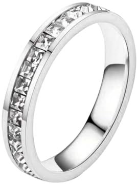 Generisch Abtei High-End-Leichter Luxus-Nicht-Fading-Roségold-Titanstahl-Voll-Einzelquadrat-Damenschmuck Teure Ringe (A, E)