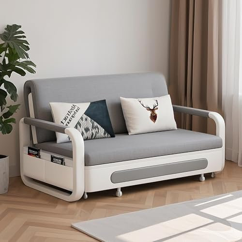LineCrispton Sofa Bed Double, 2 Seater Sofa Bed with Storage, Grey Convertible Bed Settee for Adults – Ideal for Apartments or Small Rooms(158cm Width)