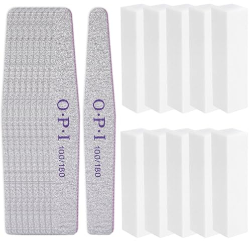 KIRZAX 20 Piezas Bloque Pulidor de Uñas Blanco y Lima de Uñas, 10 Piezas Esponja Bloques de Pulido de Uñas, 10 Piezas Lima 100/180 Grano Lavable para Uñas, para Gel y Acrílico, Uso en Salón y Hogar