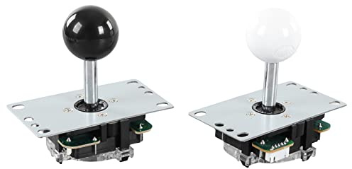 Taidda Kit de Jeu Robuste pour 2 Joueurs, Ensemble de Boutons de Joystick à Bascule pour Réunion D'amis, Ensemble Complet de Pièces pour Console de Jeu, Encodeur de de société USB (noir blanc)