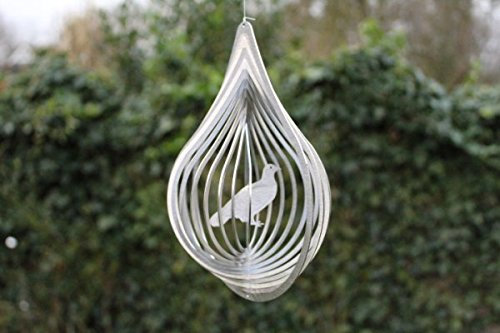 Manufaktur Lichtbogen Edelstahl Windspiel Tropfen Taube