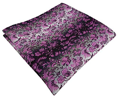 TigerTie Designer Einstecktuch in magenta rosa anthrazit grausilber geblümt gemustert - Stecktuchgröße 30 x 30 cm