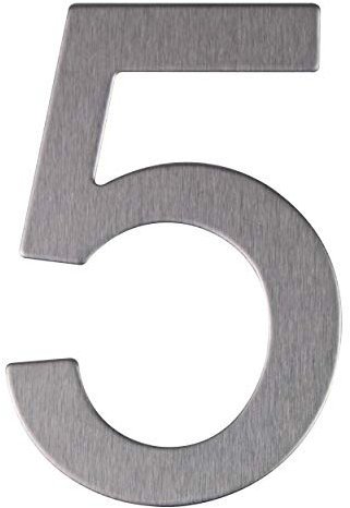 Lettera e Numero civico in acciaio inox opaco, adesivo, altezza 76 mm, numero civico design… (5)