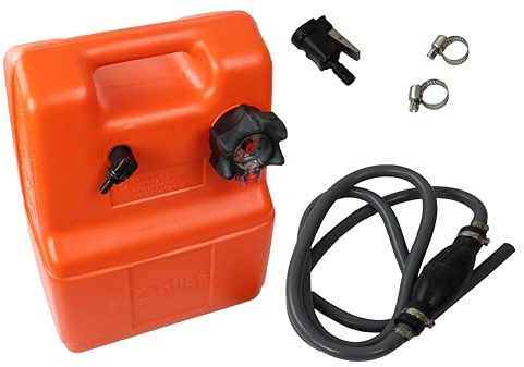 Saarwebstore Tragbarer Tank 12/25l Benzintank Schlauch mit Pumpball+Motoranschluß Mercury Yamaha Suzuki kompatibel mit Honda Tohatsu Johnson Evinrude Bootstank (25l, Suzuki 2-Pin Stecker)