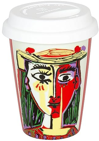 Könitz Picasso Femme Au Chapeau Coffee to Go Mug mit Deckel, Becher, Kaffeebecher, Porzellan, 380 ml, 11 5 162 1991
