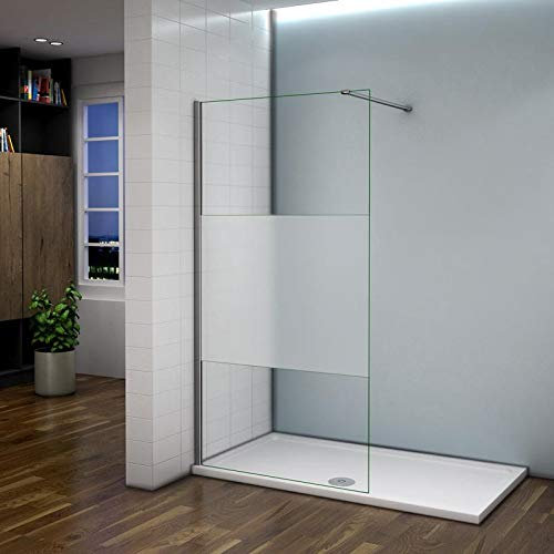 AICA Parete Doccia 70x200cm Con Fissa Walk In Vetro 8 MM Trasparente Barra Stabilizzatrice: 140cm