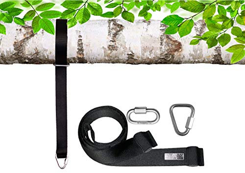 Neu PATRON® Baumschlinge 2m, Made in Germany, 2 Karabiner Gratis, Hightech Polyester 2.200 kg, geprüfte Qualität 50cm - 8 m, schnell & einfach für Hängematten, Hängesessel, Schaukeln, Bandlänge:2m