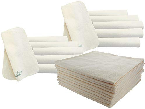 Bio Moltontücher 10er-Set mit Waschlappen 100% Bio-Baumwolle (kbA) GOTS zertifiziert, Natur, 80 x 80 cm
