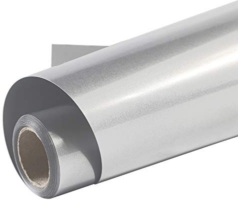 GYT Heat Transfer Vinyl 12 Inch by 7 Feet Reflective Iron on Vinyl DIY Design for T-Shirt (Light Grey)