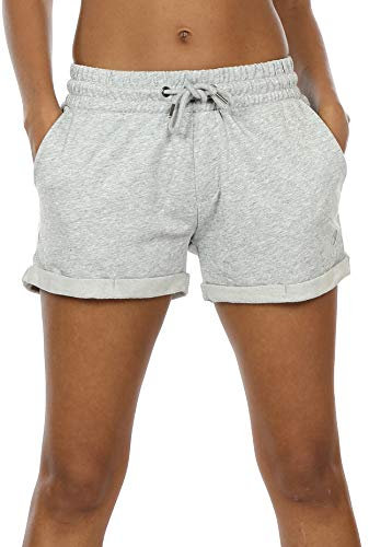 icyzone Damen Sport Kurze Hose Laufshorts Jogginghose Sommer Sportshorts Atmungsaktiv Running Gym Shorts (XL, Light Gray)