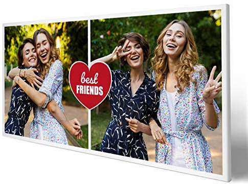 wandmotiv24 Leinwandbild 260 g/m ² - Foto-Collage mit 2 Fotos - Fotogeschenk für Beste Freunde - Geschenk für Freund und Freundin - Kunstdruck querformat 40x20cm (BxH) - Best Friends - M0051