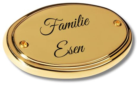 Edel Design Ovales großes Messing Schild - Türschild - Länge 11,1 cm, Breite 7,3 cm, Höhe 0,5 cm mit individueller Gravur