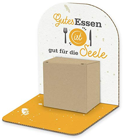 itenga Geldgeschenk Basic I Motiv Gutes Essen ist gut für die Seele I Mitbringsel I Gutschein I Geschenkverpackung zum Aufstellen inkl. Geschenkbox