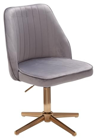 FineBuy Schreibtischstuhl Samt Design Drehstuhl mit Lehne, Schalenstuhl 120 kg Höhenverstellbar, Arbeitsstuhl ohne Rollen, Stuhl Schreibtisch Home-Office Drehbar