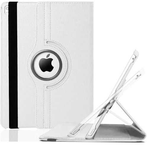 World Biz Rotating Case for iPad Pro 12.9 (1st / 2nd Generation, 2015-2017) Shockproof PU Leather Book Style Flip Folio 360° Rotation Protection Cover With Auto Sleep/Wake (White)
