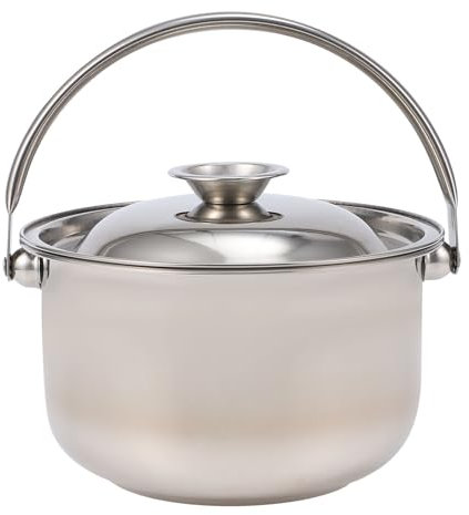 Cabilock Stainless Steel Soup Bowls Stock Pot 16cm Large Grease Container Oil Pot with Lid Handle Salad Mixing Bowls for Cooking Soup Pots