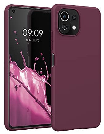 kwmobile Hülle kompatibel mit Xiaomi 11 Lite (5G) NE/Mi 11 Lite (5G) Hülle - weiches TPU Silikon Case - Cover geeignet für kabelloses Laden - Bordeaux Violett