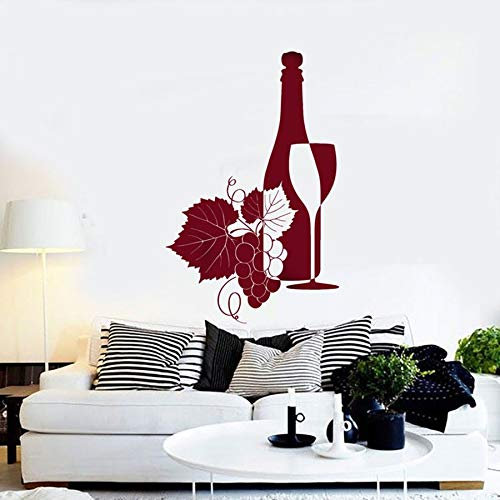 NSRJDSYT Sticker Mural Bouteille de vin Verre à vin Cave Raisins Vendeur décor Restaurant Cuisine décoration de la Maison Vinyle Autocollant Mural Mural 42x65cm