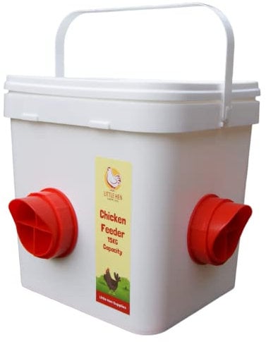 Little Hen Supplies Chicken Feeder, 15KG No Waste Poultry Feeder, 2 Feeder Ports