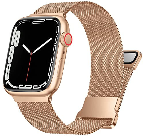 Fengyiyuda Compatibile con Apple Watch Cinturino 38mm 40mm 41mm, Cinturini in Acciaio Inossidabile Maglia Metallo Milanese per iWatch Series 9/8/7/SE/6/5/4/3/2/1,Oro rosa