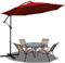 Lospitch Parasol déporté en aluminium avec manivelle, protection UV et imperméable, parasol de jardin, rouge, Ø300cm