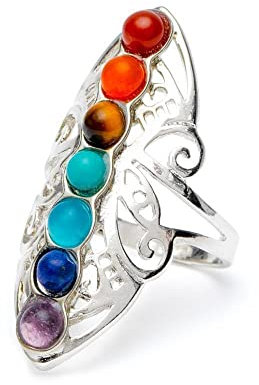 Zentana Chakra-Ring klassisch – 7 Edelsteine – verstellbar