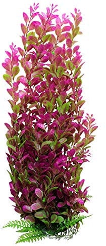 Awlstar Grandes feuilles vertes et roses réalistes pour aquarium 43,2 cm de haut